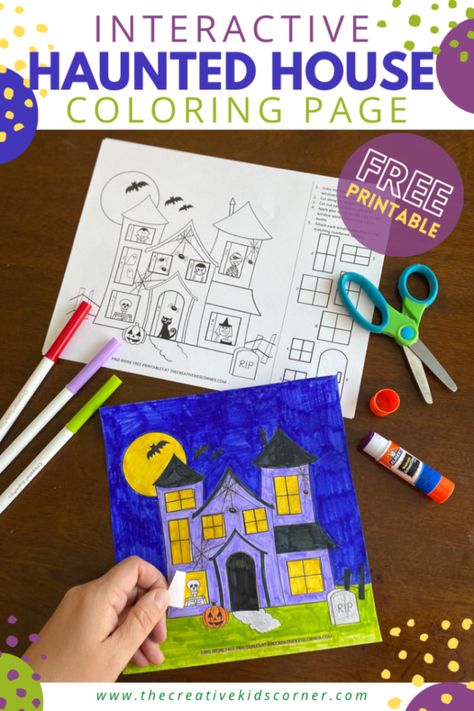 Haunted House Crafts, Haunted House Crafts For Kids, Haunted House Craft Preschool, Haunted House Free Printable, Haunted House Fact Family Craft, Haunted House Template Free Printable, Build A Haunted House Craft, Printable Haunted House Template, Haunted House Art Project