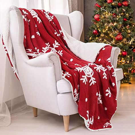 Snowflake Throw Blanket | Farmhouse Christmas Decorations Snowflake Blanket, Chic Bedroom Design, Red Throw Blanket, Blankets For Winter, Holiday Blankets, Bedroom Blinds, Christmas Throw Blanket, Warm Home Decor, Winter Bedding