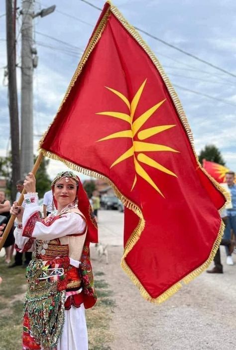 Macedonia National Costume, Macedonia Culture, Macedonian Culture, Macedonia Flag, North Macedonia, Dancing Aesthetic, Folk Dance, Glamour Makeup, Inspo Board