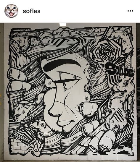 .sofles graffiti. Sofles Graffiti, Graffiti Face, Art Street, Graffiti Art, Street Art, Female Sketch, Graffiti, Mural, Comics