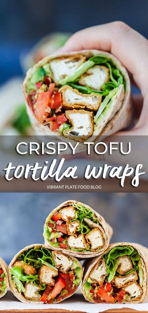 Tortilla Recipe Vegetarian, Tortilla Wraps Vegetarian, Crispy Tofu Meals, Crispy Tofu Wrap, Plant Based Wraps Recipes, Tofu Tortilla Wraps, Easy Vegetarian Wraps, Easy Tofu Lunch Recipes, Vegan Tofu Wrap Recipes