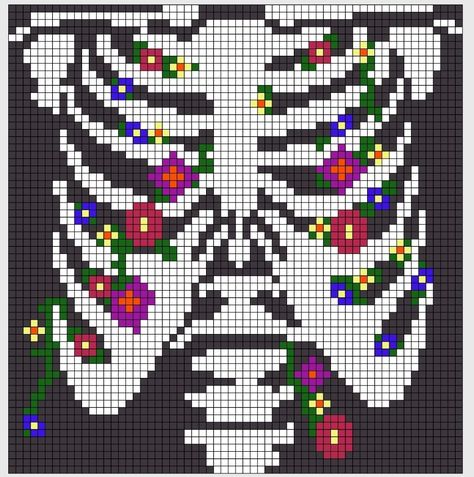 Rib Skeleton, Crochet Grid Patterns, Grid Patterns, Graph Crochet, Art Perle, Arte 8 Bits, Pixel Crochet, Pixel Art Grid, Tapestry Crochet Patterns