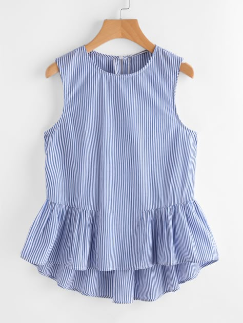 Shop Buttoned Keyhole Tiered Hem Gingham Shell Top online. SheIn offers Buttoned Keyhole Tiered Hem Gingham Shell Top & more to fit your fashionable needs. Áo Blu, Baby Dress Design, Shell Top, Trendy Fashion Tops, Peplum Blouse, Frock Design, Dresses Kids Girl, Ladies Tops Fashion, Blouse Styles