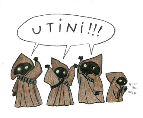 Jawas! Utini! by Jen Wojtowicz, available on Etsy #StarWars #Ewok #Yubnub #ReturnOfTheJedi #MayTheFourth #Jawas #Wampa Ewok Drawing, Jawa Tattoo, Jawa Star Wars, Star Wars Ewok, Ewok Tattoo, Star Wars Jawa, Star Wars Canon, Star Wars Love, Original Trilogy