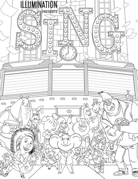 Sing Coloring Pages - Best Coloring Pages For Kids Sing Movie, Fathers Day Coloring Page, Kids Singing, Mario Coloring Pages, Abstract Coloring Pages, Words Coloring Book, Barbie Coloring Pages, Dinosaur Coloring Pages, Mandala Coloring Books