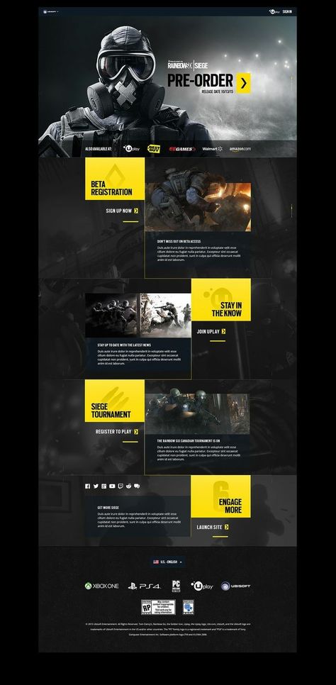 Gaming Website Design, Game Website Design, Game Web Design, Rainbow 6 Siege, No Guidance, Gaming Website, Design Sites, One Pager, Modern Website Design