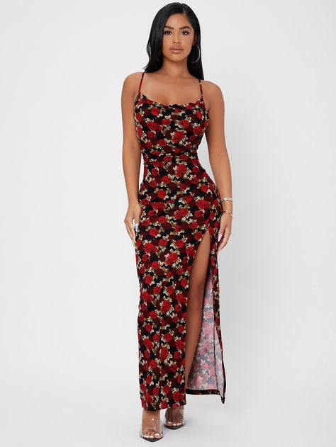 Multicolor Boho  Sleeveless Polyester Floral,All Over Print Cami Embellished Slight Stretch Summer Women Dresses Fashion Nova Floral Dress, Chic Winter Style, Elemental Magic, Fabric Floral, High Fashion Street Style, Boho Women, Cami Dress, Womens Maxi Dresses, Women Dresses