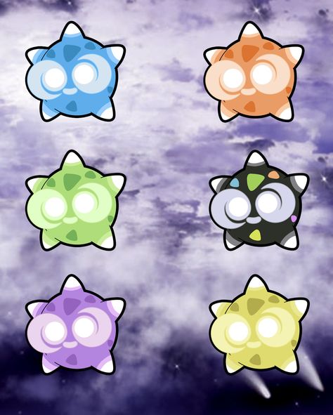 Yesterday you guys said you wanted more Minior colors. Now it's your turn to decide which get made into charms. There are 6 colors but only 5 will be chosen. Upvote your favorite! Shiny Charm Pokemon, Minior Pokemon, Chibi Pokemon, Shiny Pokémon, Art Muse, Pokemon Trainers, Pokemon Fanart, Shiny Pokemon, Steven Universe Fanart