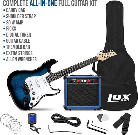 COMPLETE GUITAR SET | Ultimate Starter Package Includes Full Size Guitar & All the Parts & Equipment They Need to Rock Straight Out the Box | Perfect Choice for Novice & Intermediate Players #guitar #music #guitarist #rock #musician #guitarplayer #bass #singer #metal #drums #guitarra #guitarsolo #rocknroll #fender #livemusic #love #guitars #cover #band #electricguitar #s #musica #guitarporn #guitarcover #acousticguitar #piano #acoustic #song #heavymetal #live Electric Guitar Beginner, Guitar Beginner, Electric Guitar Accessories, Electric Guitar Kits, Guitar Chords For Songs, Kids Picnic, Electric Guitar And Amp, Guitar Cable, Guitar Kits