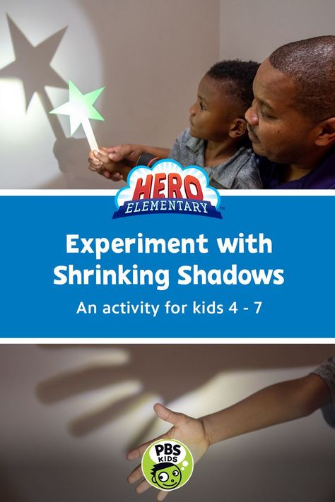 A young boy and adult man use their hands and objects to look at shadows against a wall Hero Elementary, Shadow Experiments, Science For Toddlers, Science Activities For Kids, Light Crafts, Pbs Kids, Shadow Puppets, Activity For Kids, Physical Science