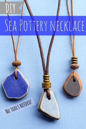 Pottery Necklace, Beach Stones Jewelry, Diy Collier, Broken China Jewelry, Small Weddings, Beachglass Jewelry, Sea Glass Crafts, Ceramic Necklace, Sea Pottery