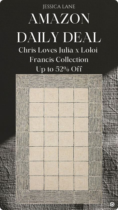 Amazon daily deal, save up to 52% off this Chris loves Julia x Loloi Francis Collection rug. Amazon home, Chris loves Julia rugs, loloi area rug, neutral rug, Amazon deal, rug sale Follow me in the @LTK shopping app to shop this post and get my exclusive app-only-content! #liketkit #LTKhome #LTKsalealert #LTKstyletip @shop.ltk https://liketk.it/4lo2s Chris Loves Julia Rugs, Rug Amazon, Chris Loves Julia X Loloi, Area Rug Neutral, Chris Loves Julia, Neutral Rug, Rug Neutral, Amazon Home, Shopping App