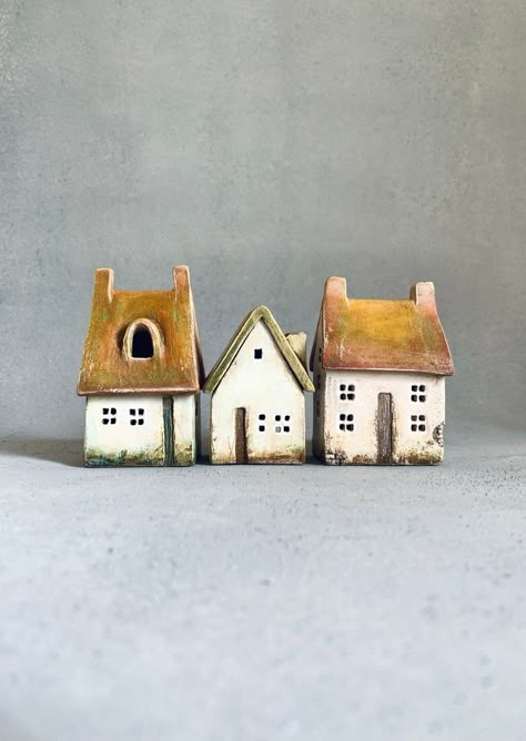 Wedding Rings Box, Rings Box, Shelf Decoration, Pottery Houses, Mini Houses, Air Dry Clay Projects, Clay Houses, Hand Built Pottery, Light Houses