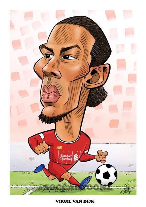 Liverpool Art, Liverpool Logo, رسم كاريكاتير, Football Artwork, Football Drawing, Caricature Art, Caricature Sketch, Virgil Van Dijk, Disney Art Drawings