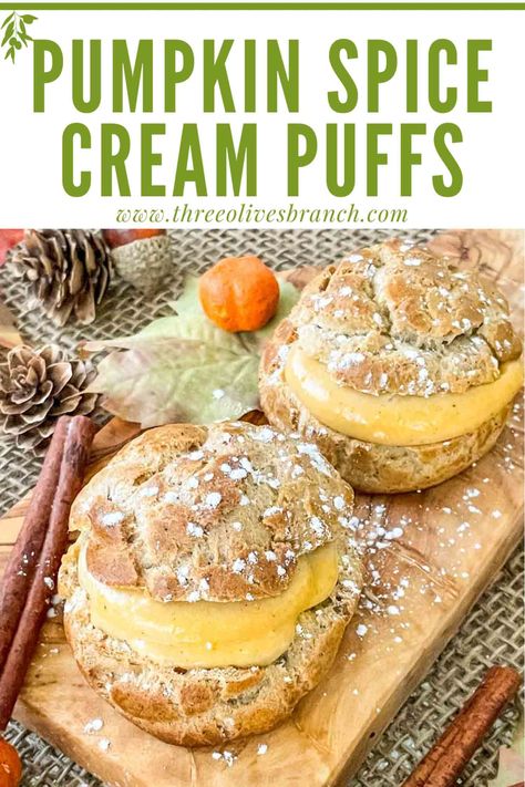 Pumpkin Spice Cream Puffs, Pumpkin Cream Puff Filling, Fall Flavored Cream Puffs, Pumpkin Pastry Cream Recipe, Thanksgiving Cream Puffs, Pumpkin Cream Puffs Recipe, Pumpkin Pastry Cream, Pumpkin Cream Puffs, Plain Desserts