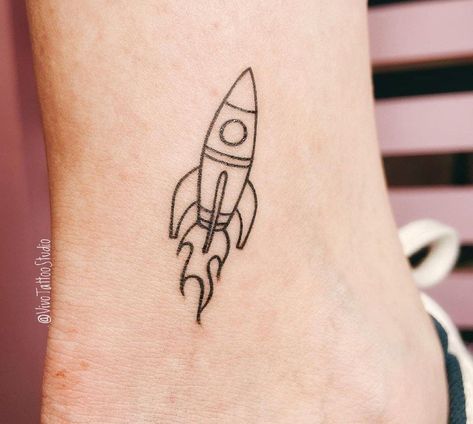 Mini Rocket Tattoo, Small Rocket Tattoo, Rocket Tattoo Design, Elton John Tattoo Ideas, Rocketship Tattoo, Elton John Tattoo, Fred Tattoo, Rocket Ship Tattoo, Small Hip Tattoos Women