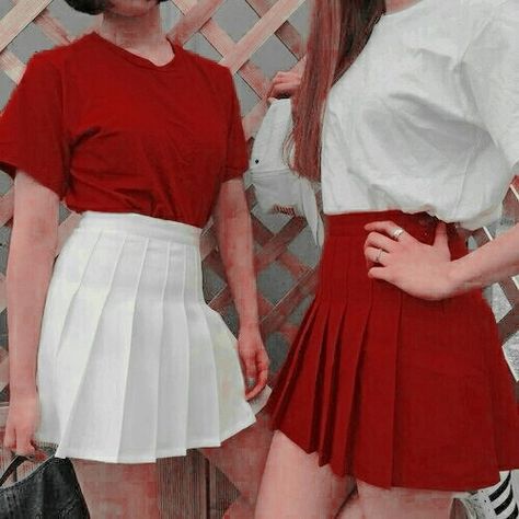 Outfit Rojo Y Blanco, Red Skirt Outfits, Gryffindor Outfit, Red And White Outfits, Red Outfits, White Tennis Skirt, Kids Lehenga, Tennis Skirts, Girls High