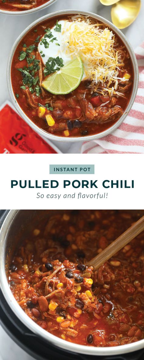 Pork Chili Recipe Crockpot, Pork Chili Crock Pot, Pork Chili Instant Pot, Instant Pot Pork Shoulder Recipes, Pork Chilli Recipes, Pork Roast Chili, Pork Butts In Instant Pot, Pork Shoulder Recipes Instant Pot, Pork Shoulder Chili