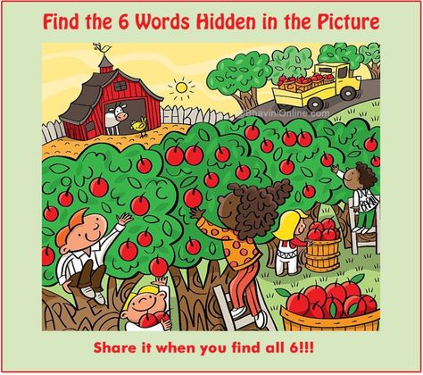 WhatsApp Riddle Find 6 Words Hidden in the Picture 15 Hidden Words In Pictures, Spot The Difference Kids, Reto Mental, Highlights Magazine, Hidden Picture Puzzles, Picture Comprehension, Word Puzzle Games, Picture Composition, Hidden Words