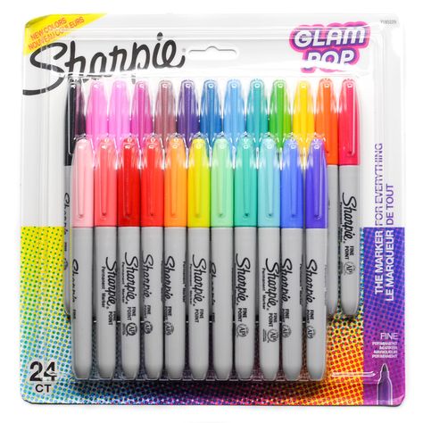 Sharpie Glam Pop Markers | Jenny's Crayon Collection Achool Markers, Popular Markers, Sharpie Set, Back To School For Teens, Jumbo Crayons, Window Markers, Oil Based Sharpie, Sharpie Colors, Sharpie Permanent Markers