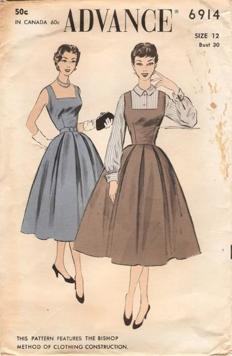 Dress And Blouse, Vintage Clothes Patterns, Advance Patterns, Patron Vintage, Wide Skirt, 20th Century Fashion, Vintage Dress Patterns, Blouse Sleeveless, Vestidos Vintage