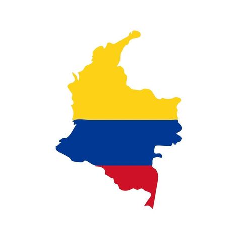 Colombia mapa silueta con bandera sobre fondo blanco. Colombia Map, Map Silhouette, Colombia Flag, Flag Logo, Vector Art, White Background, Highlights, Flag, For Free