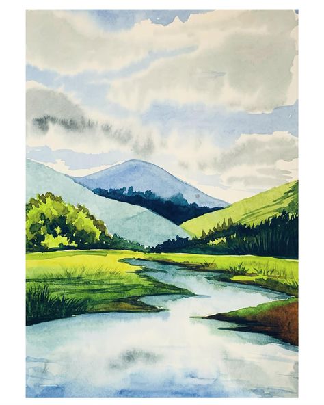 Simple watercolour landscape painting 🎨🏞 #watercolor #watercolour #watercolourpainting #watercoloring #simplewatercolorpainting #painting #landscape #landscaping #landscapepainting #watercolorart #watercolor_art #watercolorartist #watercolours #watercolor_daily #simplepainting #watercolorsketch Watercolor Ar, Easy Landscape Painting, Watercolour Landscape Painting, Landscape Painting Watercolor, Easy Landscape, Easy Landscape Paintings, Watercolour Landscape, Watercolor Subjects, Watercolor Paintings Easy