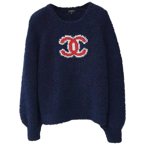 Chanel Jumper, Vintage Chanel Clothing, Chanel Knitwear, Chanel T Shirt, Chanel Sweater, Teddy Sweater, Chanel Blue, Navy Chanel, Hooded Cardigan Sweater