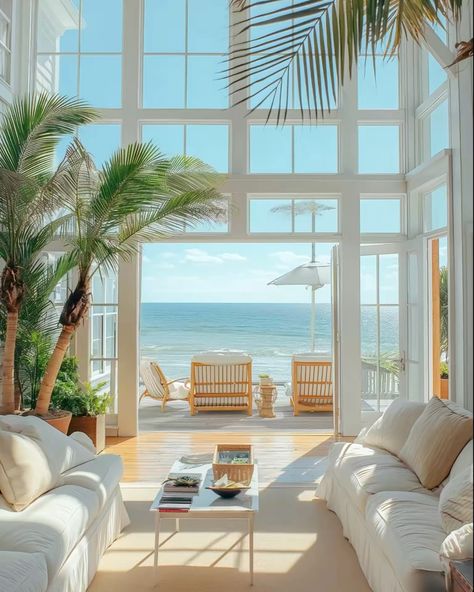 Dream Beach Houses The Ocean, Summer Beach House Aesthetic, Summer House Aesthetic, Summer Home Aesthetic, Beach House View, Big Beach House, House Near The Beach, Sunrise Window, Beach Front House