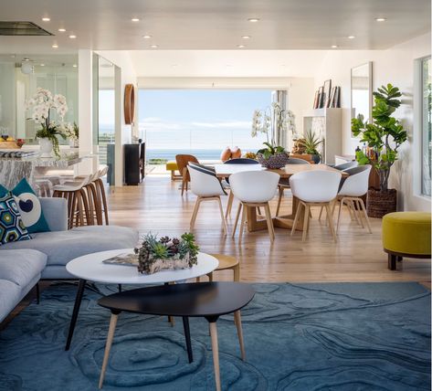 Mid Century Modern/Coastal - Midcentury - Dining Room - Los Angeles - by Debbie Dahl Interiors Mid Century Modern Coastal, Coastal Mid Century, Coastal Mid Century Modern, Midcentury Dining Room, Modern Coastal Interior Design, Mid Century Coastal, Modern Apartment Living Room, Coastal Dining Room, Beach Living Room