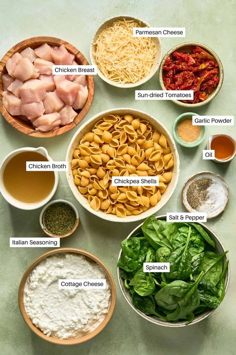 Healthy Meals From Trader Joes, Fwfl Recipes, Macro Friendly Pasta, Cottage Cheese Smoothie, Marry Me Chicken Pasta, High Protein Pasta, High Protein Dishes, Sun Dried Tomato Sauce, Low Carb Noodles