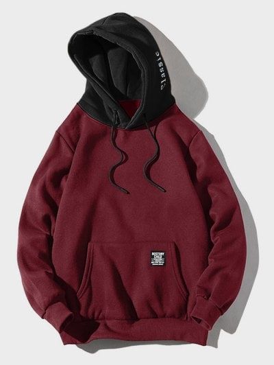 Wine Outfit Men, Streetwear Patchwork, Wine Outfit, Patchwork Hoodie, Patchwork Sweatshirt, Solid Hoodie, Mens Fashion Wear, Pullover Mode, Streetwear Clothes