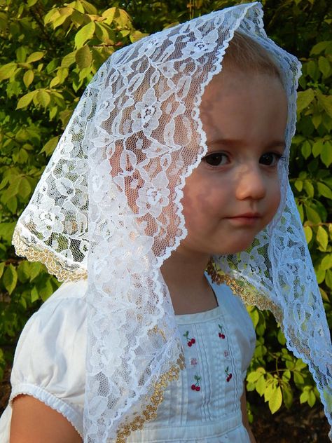 Latin Mass Veil Mass Veil, Chapel Veils, Chapel Veil Catholic, Girls Veiled, Hopelessly Devoted, Life Drawing Reference, Latin Mass, Beautiful Veil, Gorgeous Prom Dresses