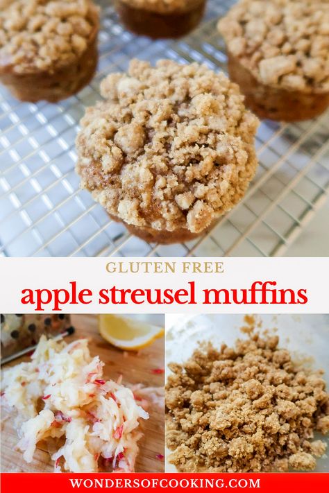 Gluten Free Apple Muffins With Streusel - Wonders Of Cooking Gf Apple Cinnamon Muffins, Gluten Free Apple Streusel Muffins, Gluten Free Apple Cinnamon Muffins, Gf Apple Muffins, Apple Muffins Gluten Free, Gluten Free Apple, Apple Oat Muffins, Gluten Free Apple Muffins, Apple Crumb Muffins