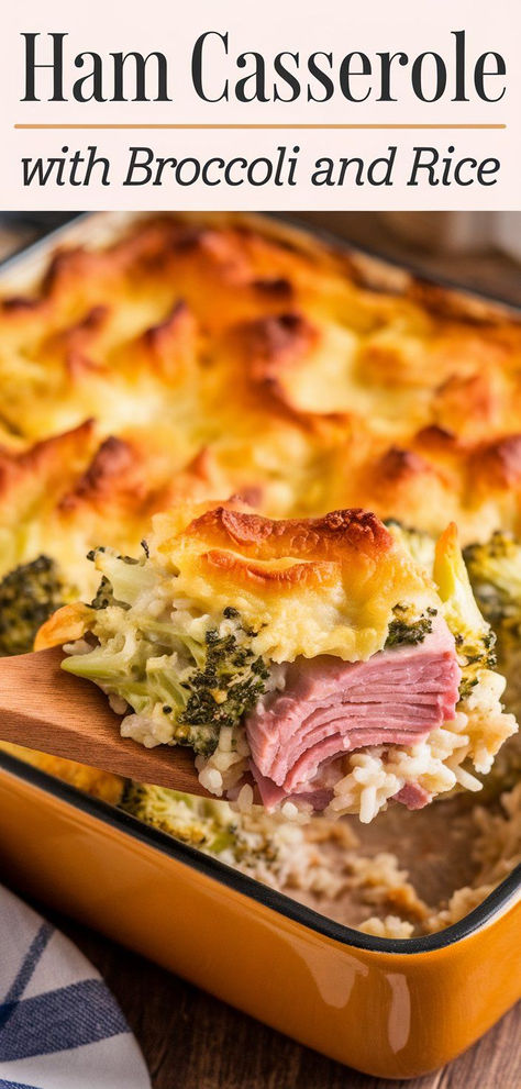 Ham Casserole with Broccoli and Rice: a hearty, comforting dish perfect for using up leftover ham! Cheesy, flavorful, and loaded with tender broccoli and rice—an easy weeknight dinner. Ham Dinners Easy, Recipes For Ham Leftovers, Leftover Ham Recipes Dinners Main Dishes, Ham Rice Broccoli Casserole, Ham Casseroles For Dinner, Broccoli Ham Cheese Casserole, Ham And Rice Recipes, Ham Casserole Recipes Easy, Ham Casserole Recipes Leftover