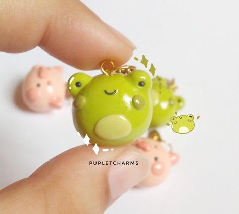 Frog polymer clay charm cute charm froggy cute clay | Etsy Clay Crafts Frog, Polymer Clay Charms Kawaii, Clay Charms Kawaii, Polymer Animals, Kawaii Polymer Clay, Clay Keychain, Clay Magnets, Diy Xmas Gifts, Sanders Sides