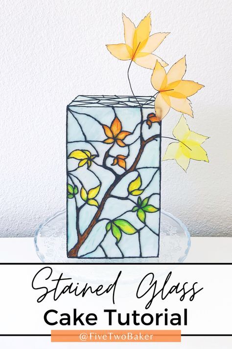 Carved Cakes Ideas, Stained Glass Cake Tutorial, Stained Glass Cakes, Stained Glass Cake Ideas, Women’s Birthday Cake, Airbrush Cake Designs, Booze Cakes, Stabilize Whipped Cream, Painting On Cakes