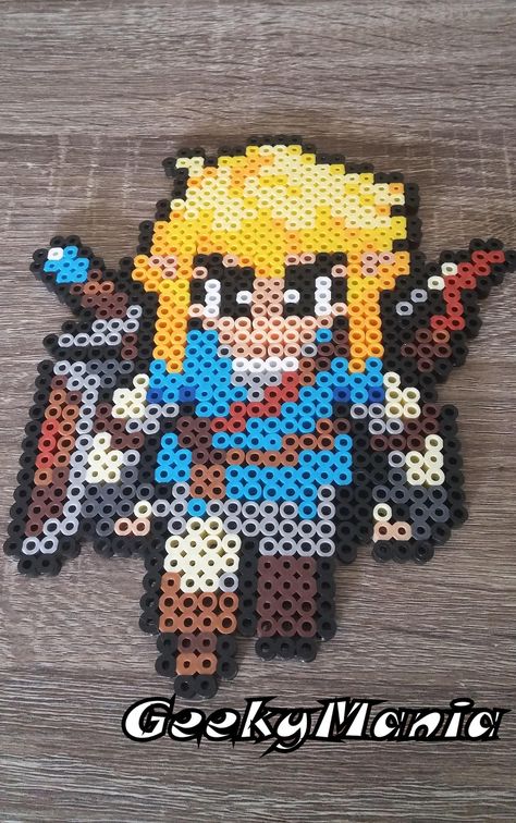 Breath Of The Wild Pixel Art, Zelda Beads Pattern, Zelda Melty Beads, Loz Perler Beads, Zelda Breath Of The Wild Perler Beads, Zelda Tears Of The Kingdom Perler Beads, Art Perle, Melty Beads, Link Zelda