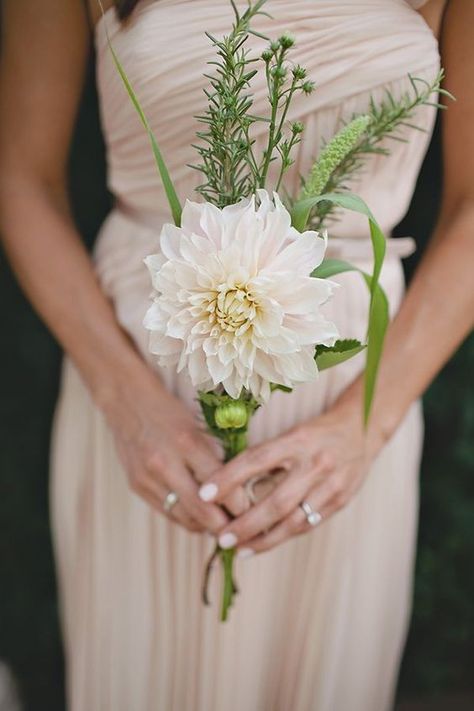 Wedding Flowers Simple, Simple Bridesmaid Bouquets, Dahlia Wedding Bouquets, Small Wedding Bouquets, Elegant Wedding Bouquets, Dahlias Wedding, Flowers Simple, Simple Wedding Flowers, Simple Elegant Wedding