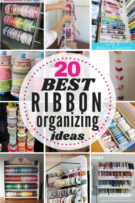 Ribbon Storage Ideas, Craft Ribbon Storage, Craft Room Organization Diy, Ideas For Organizing, Cheap Ribbon, Ribbon Display, Ribbon Holders, Ribbon Organization, Ribbon Storage