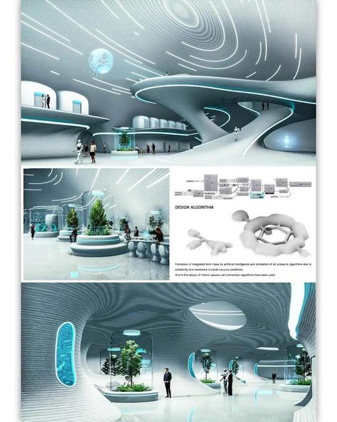 Futuristic Museum, Futuristic Exhibition, Futuristic Design Concept, Moon Village, Futuristic Laboratory, Tech Architecture, Futuristic Office, Futuristic Interior Design, Futuristic Concept