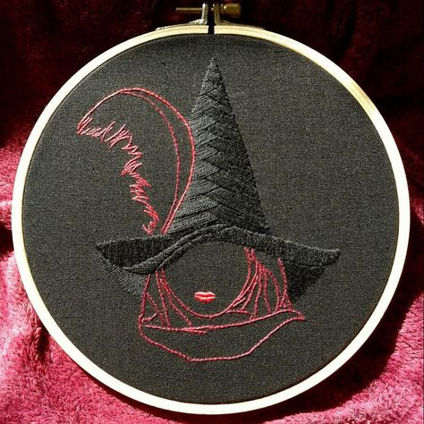 The second witch PDF pattern  in the Wtich Stitch series is now for sale! This lovely witch has a beautiful red hijab and a fluffy feather… Sarah Jackson, Witch Coven, Good For Her, Embroidery Patterns Free, Free Halloween, Satin Stitch, Simple Lines, Witch Hat, Embroidery Inspiration