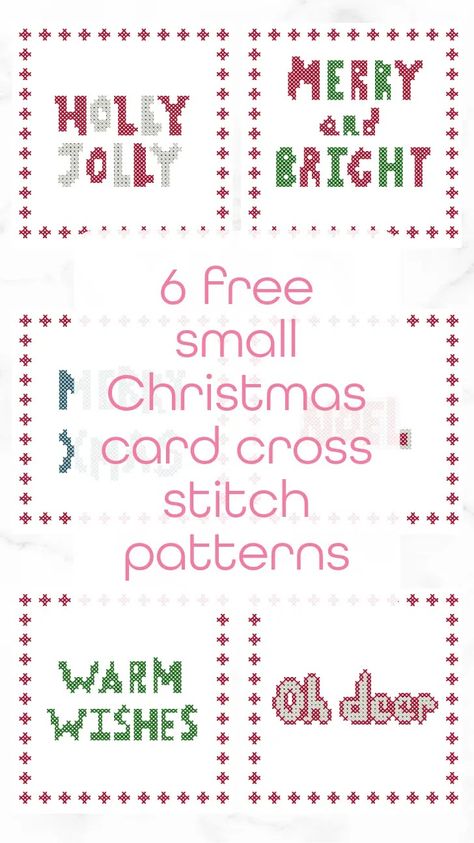 6 free small Christmas card cross stitch patterns - Craft with Cartwright Free Christmas Cross Stitch Patterns With Charts, Holiday Cross Stitch Patterns Free, Cross Stitch Freebies Free Downloads, Free Christmas Cross Stitch Patterns, Christmas Card Cross Stitch, Christmas Cross Stitch Patterns, Noel Christmas Cards, Cross Stitch Christmas Cards, Cross Stitch Freebies