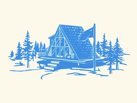 A-Frame Cabin by Hannah Smith for Trust Design Shop on Dribbble Hannah Smith, Trust Design, Shop Branding, Black And White Comics, Frame Cabin, Branding Illustration, A Frame Cabin, Cabin Design, Fort Worth Texas