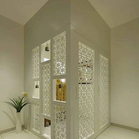 Partion Design ideas ✨️ #partitiondesign #partitionwall #homedesignsdworld #hairstyletutorial #hairhack Puja Room Partition Design, Minimal Pooja Room, Drawing Room Table Design, Temple Room Design For Home, Pooja Room Partition Design, Mandir Design Puja Room, Pooja Area, Muslim Prayer Room Ideas, Temple Room