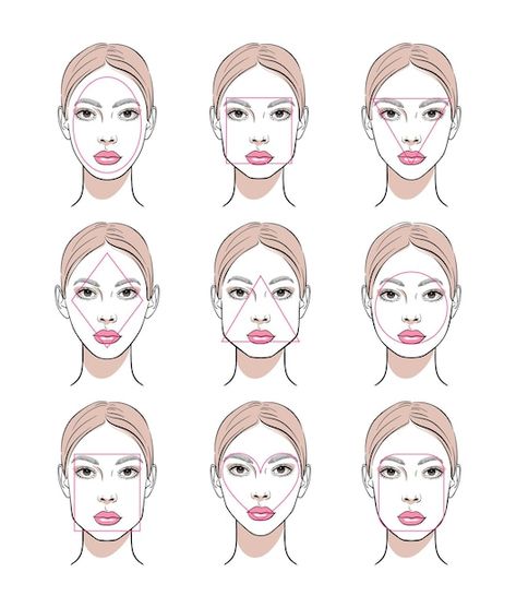 Vector different female face shapes. vec... | Premium Vector #Freepik #vector #face-shape #girl-eyes #girl-head #woman-head Female Face Shapes, Face Shapes Drawing, Types Of Faces Shapes, Shapes Drawing, Foot Henna, Shapes Vector, Fashion Illustrations Techniques, Drawing Heads, Face Illustration