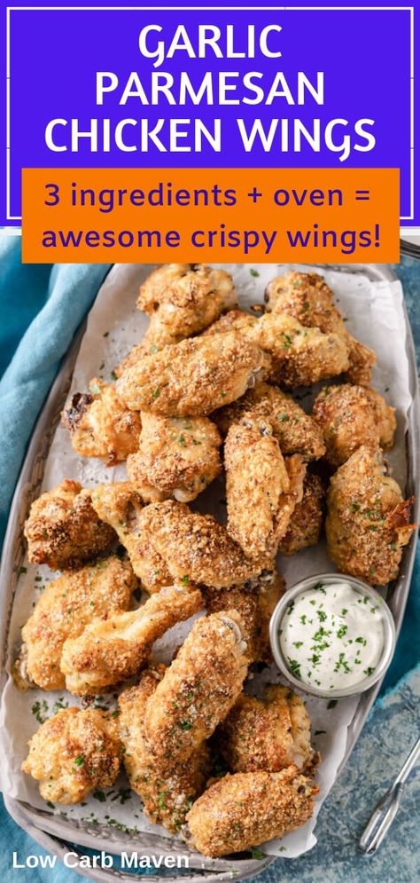 Hobbit Pantry, Baked Garlic Parmesan Chicken Wings, Parmesan Chicken Wings Baked, Keto Wings, Keto Chicken Wings, Baked Garlic Parmesan Chicken, Parmesan Wings, Wings Chicken, Garlic Parmesan Wings