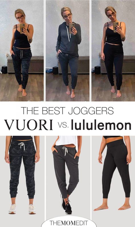 VUORI vs. LULULEMON: BATTLE OF THE JOGGERS | Seeking the best joggers for women? Lululemon Align joggers & Vuori Performance joggers are 2 top contenders -- see our review for deets! | #TheMomEditStyle #VuoriSweatpants #VuoriJoggersSale #VuoriJoggers #BestJoggersWomen #AlignJoggers #LululemonJoggers #LululemonAlignJoggers #FallTrends2020 #2020FallFashionTrends #CasualFallOutfits #CuteFallOutfitsWomen #WomenFallOutfit Vuori Clothing Women, Jogger Sets For Women, Best Joggers For Women, Casual Jogger Outfits Women, Align Jogger Outfit, Vuori Outfit Women, Lululemon Jogger Outfit, Fitted Joggers Outfits, Jogger Outfit Casual