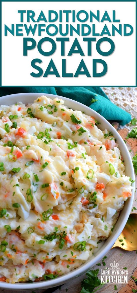 Made with chopped hard-boiled eggs, mashed potatoes, and green onions, Vegetable Potato Salad is creamy, comforting, and oh so delicious! The addition of eggs and green onions might not be the makings of a traditional Newfoundland potato salad in your home, but it surely is in mine! You've got to try this version! #potato #salad #newfie #Newfoundland #recipes #vegetable Newfoundland Snowballs, Jello Balls, Vegetarian Jambalaya, Garlic Ribs, Gochujang Recipe, Christmas Jello, Gochujang Chicken, Newfoundland Recipes, Pork Bites