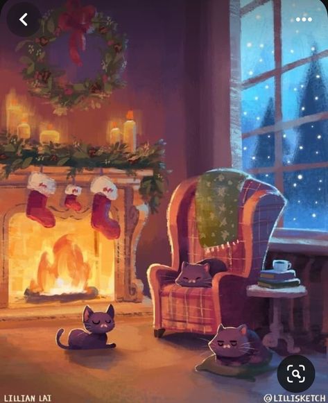 Christmas Illustrations, Christmas Tale, Winter Illustration, Cozy Ambiance, Christmas Fireplace, Christmas Drawing, Winter Art, Arte Fantasy, Christmas Mood